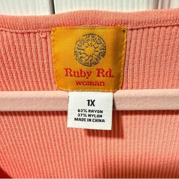 NWOT Ruby Rd Woman’s Beaded Ribbed Tank Coral Colorful Beach Summer top - Picture 7 of 11